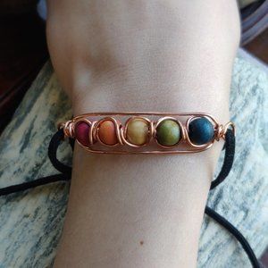 SOLD: Wood beaded chakra bracelet